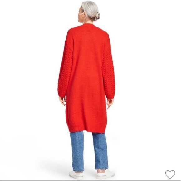 Lego X Target Red Women's Textured Open Front Cardigan Sweater - Picture 2 of 8